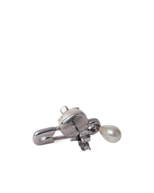 Vivienne Westwood White Claude Small Stud Embellished Earrings