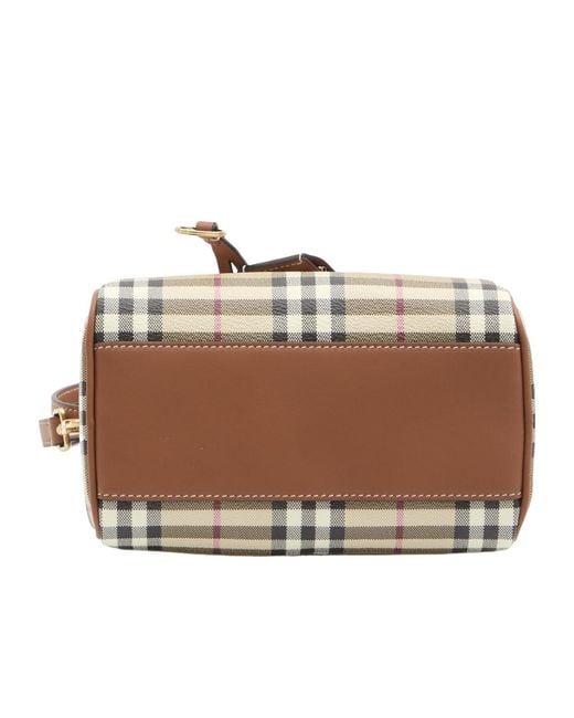 Burberry Metallic Check Printed Zipped Bowling Tote Bag