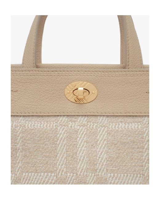 Burberry Natural Cotswolds Checked Mini Tote Bag