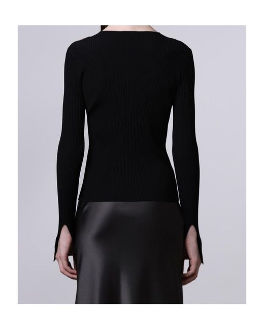 Roberto Collina Black Cut-Out Ribbed-Knit Top