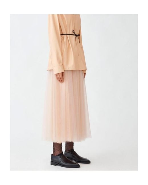 Fabiana Filippi Natural High Waist Tulle Midi Skirt