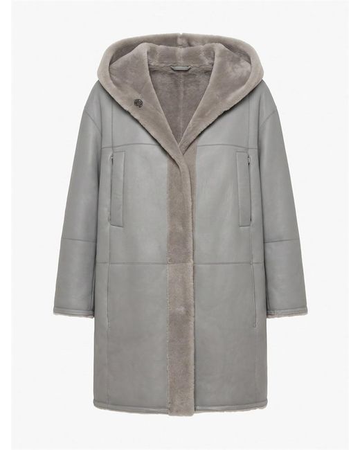 Peserico Gray Double-Faced Long-Sleeve Coat