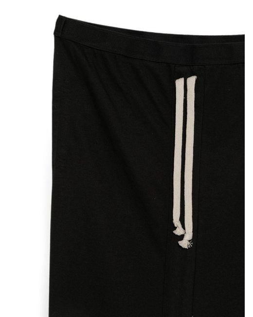 Rick Owens Black Drawstring-Fastening Front-Slit Midi Skirt