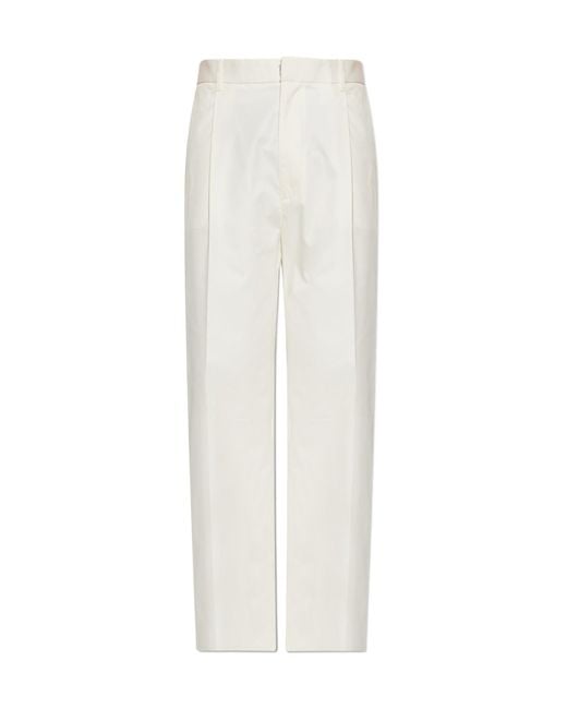 DSquared² White Pleated Wide-Leg Pants for men