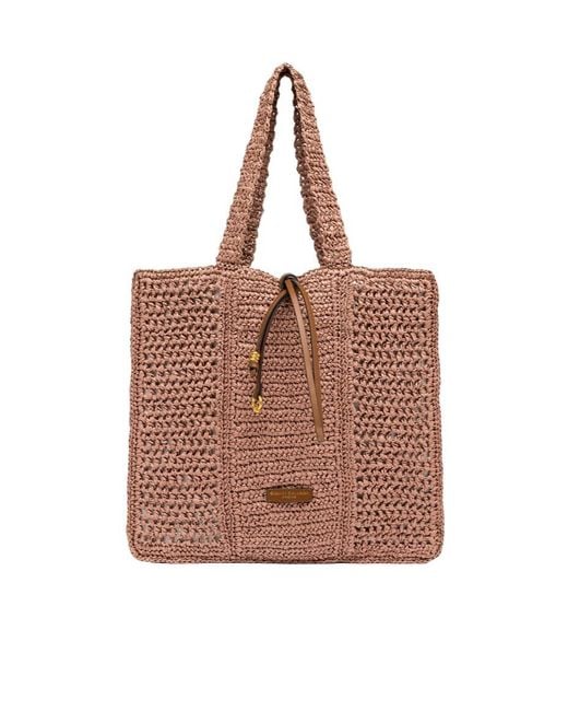 Gianni Chiarini Brown Nefeli Crochet Shoulder Bag