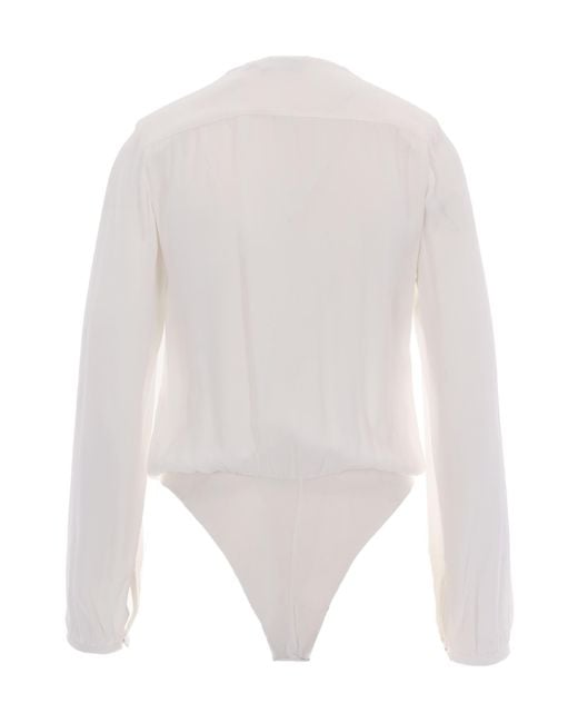 Elisabetta Franchi White Necklace Embellished Georgette Bodysuit
