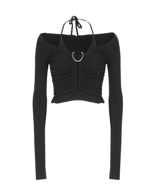 Dion Lee Black Mobius Layered Long-Sleeve Top