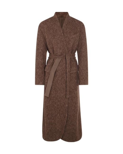 Brunello Cucinelli Brown Single-Breasted Belted Coat