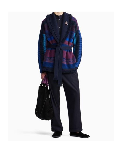 GIORGIO ARMANI X ALANUI Blue Giorgio Armani For Alanui Pure Virgin Wool Double-Pleat Trousers for men