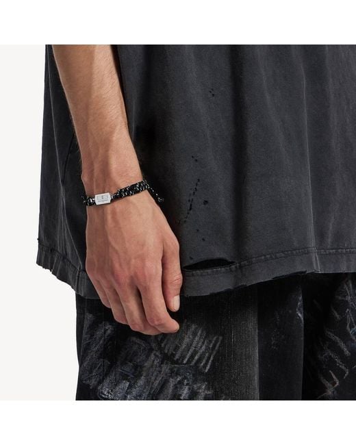 Balenciaga White Braided Logo Bracelet for men