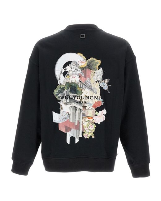 Wooyoungmi Blue Floral Motif Crewneck Sweater for men