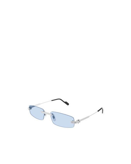 Cartier Blue Rectangular Rimless Sunglasses for men