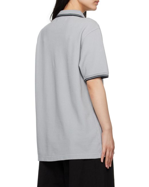 Maison Margiela Gray Logo Embroidered Polo Shirt