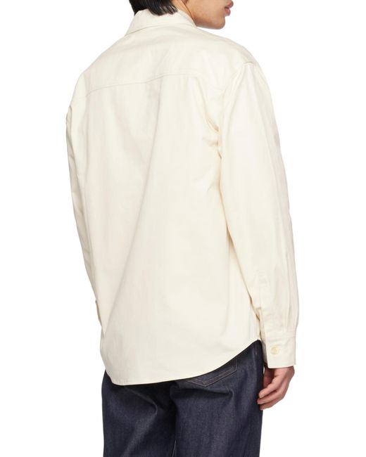 Maison Kitsuné White Profile Fox Cotton Gabardine Shirt for men