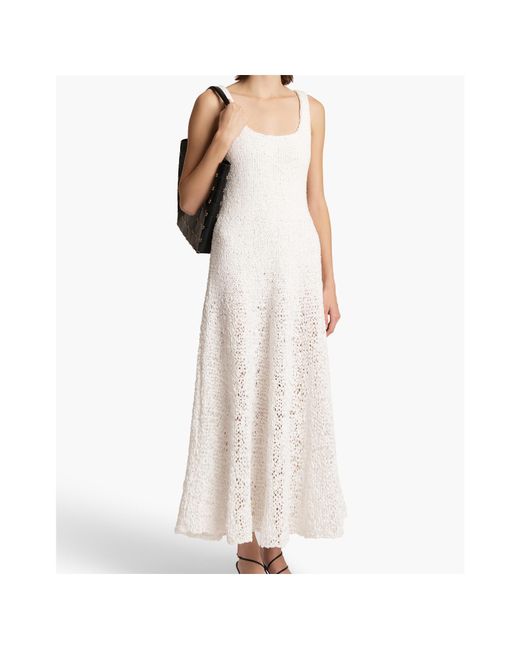 Khaite White Twigs Square-Neck Dress
