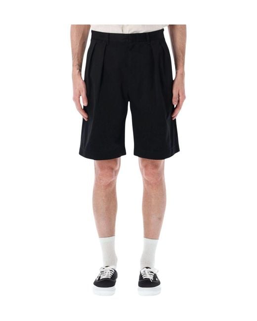 Nanamica Black Pleated Wide-Leg Shorts for men