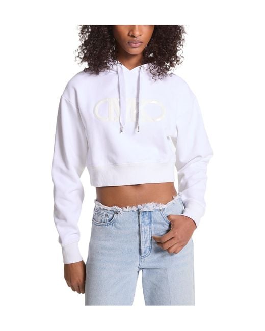 MICHAEL Michael Kors White Empire Logo Organic-Cotton Hoodie