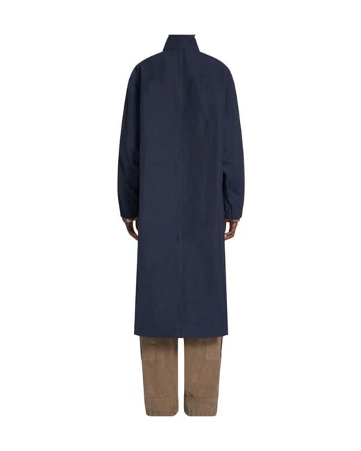 Dries Van Noten Blue Button-Up High Neck Coat for men