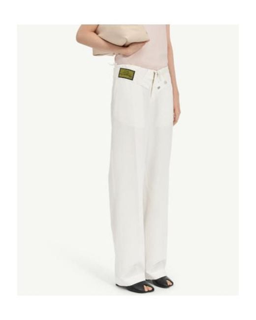 MM6 by Maison Margiela White Reverse Waistband Trousers