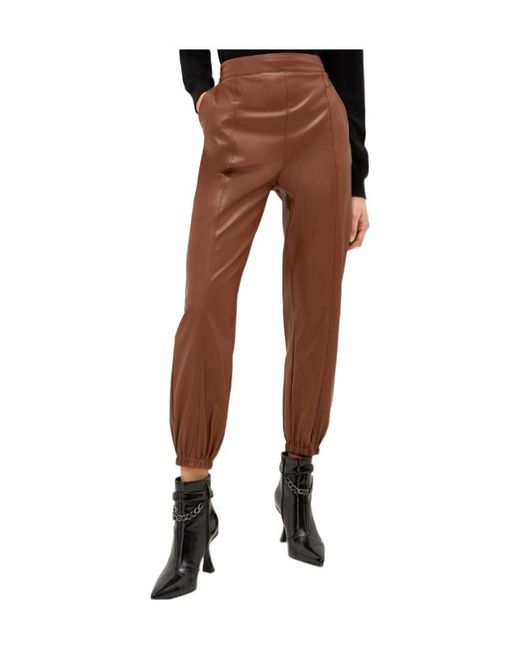 Liu Jo Brown Faux Leather Jogger Pants