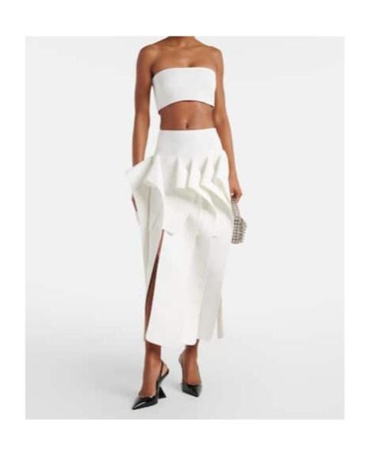 Maticevski White Streaming Draped Midi Skirt