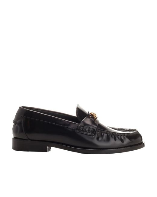 Versace Black Logo-Plaque Slip-On Loafers