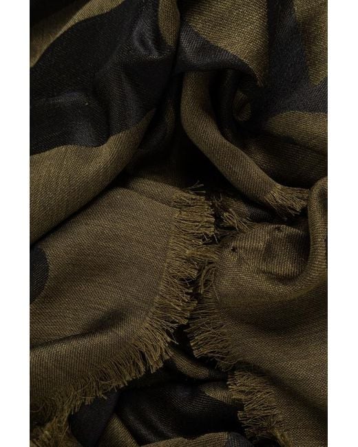 Max Mara Black Edro Logo-Jacquard Frayed Scarf