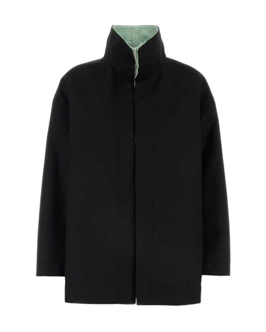 Bottega Veneta Black High Neck Bomber Jacket