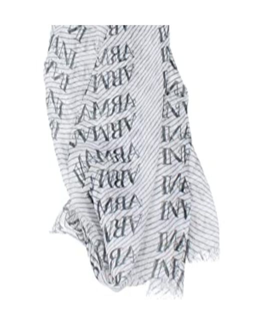 Armani Collezioni White Letter Printed Pattern Scarf for men