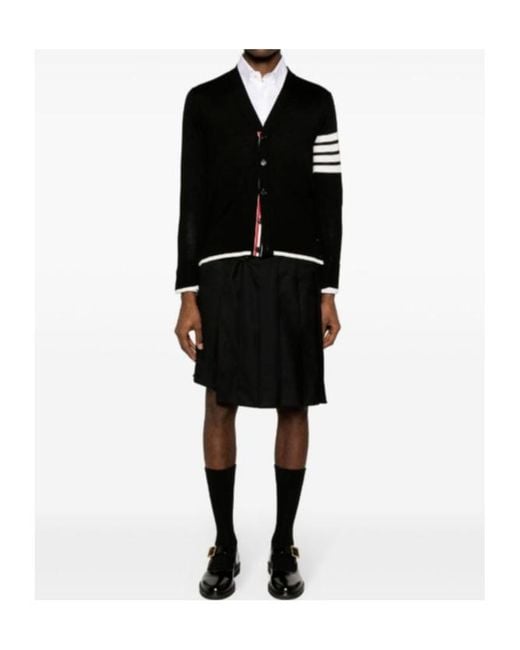 Thom Browne Black Bar V-Neck Cardigan for men