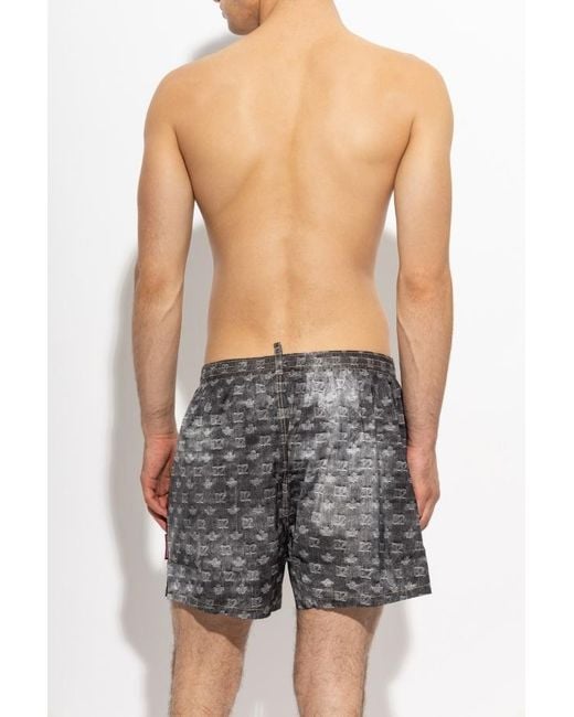 DSquared² Gray Printed Swim Trunks for men