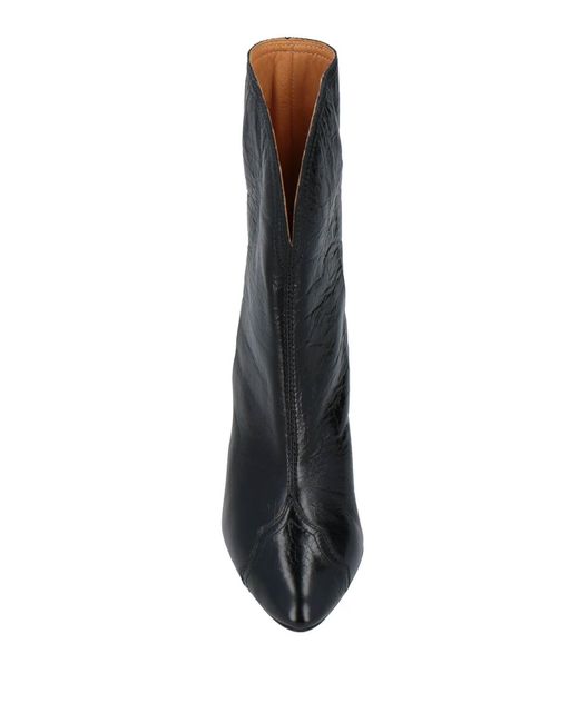 Isabel Marant Black Solid-Color Genuine Leather Ankle Boots