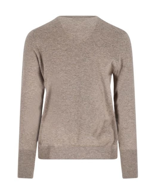 Ballantyne Brown V-Neck Knitted Jumper for men