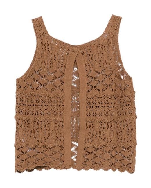 Semicouture Brown Openwork Top