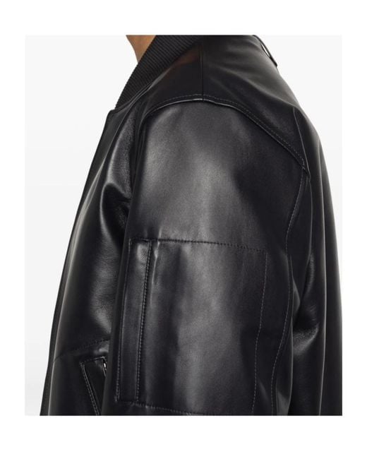 Mackage Black Long-Sleeved Leather Jacket for men