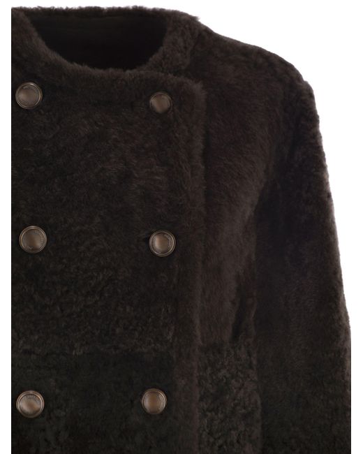 Brunello Cucinelli Brown Double-Breasted Long Sleeved Jacket
