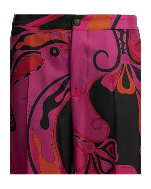 Emilio Pucci Red Pucci Orchidee Printed Palazzo Pants