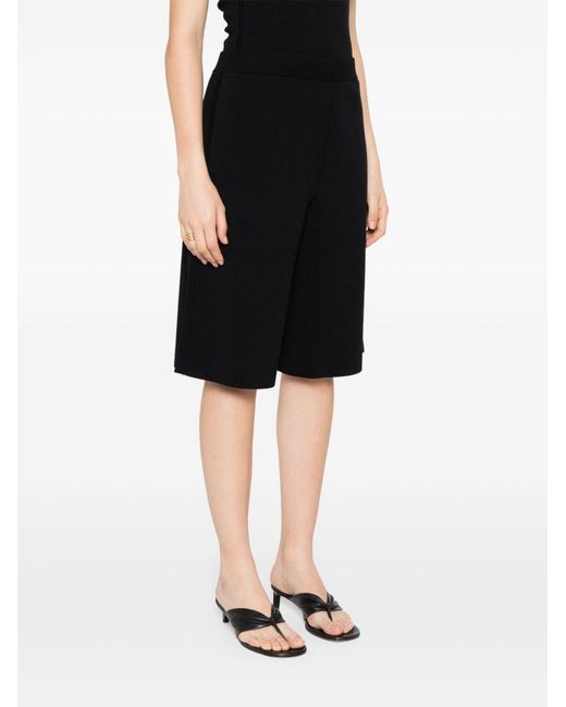 Totême Black Shorts With Ribbed Waist And Two Side Welt Pockets