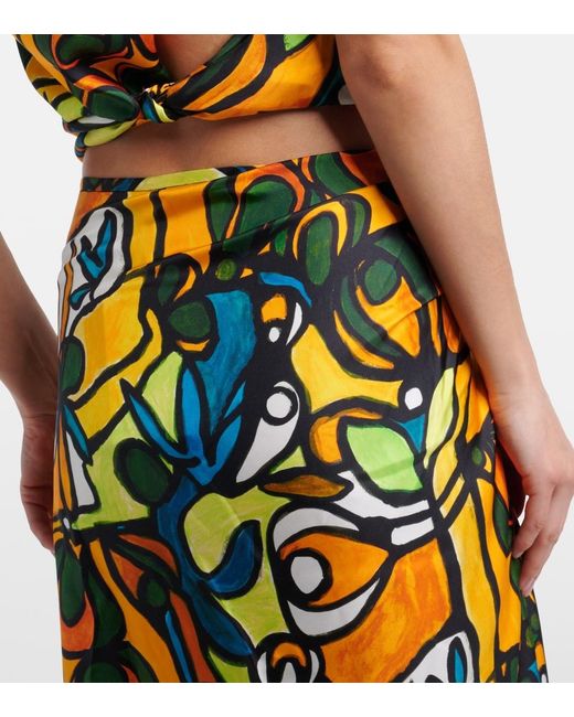 Christopher Esber Multicolor Printed Draped Silk Maxi Dress