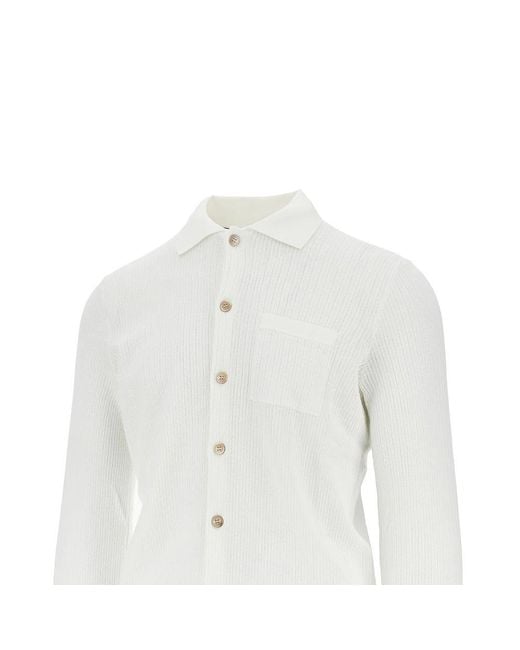 Brunello Cucinelli White Pocket Cardigan for men