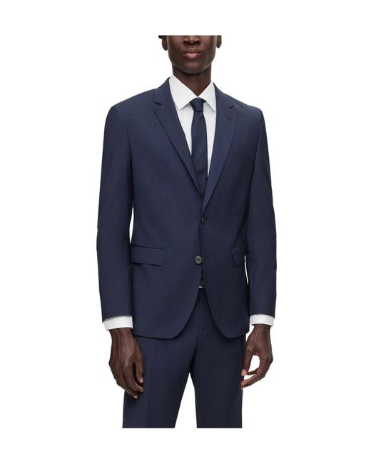 Boss Blue Single-Breasted Blazer for men