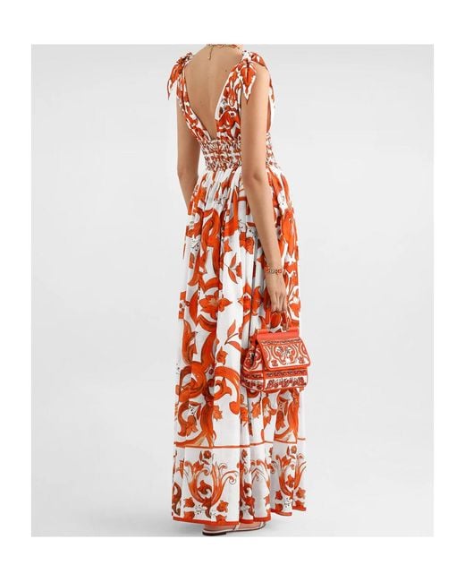 Dolce & Gabbana Red Majolica Printed Dress