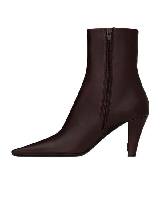Saint Laurent Brown Jill Square Pointed Toe Ankle Boots