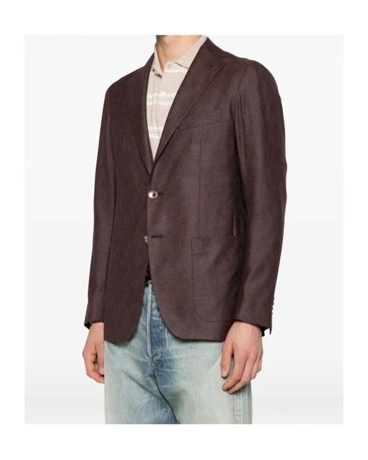 Tagliatore Brown Button-Fastening Flap-Pocket Jacket for men