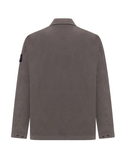 Stone Island Gray Compass Badge Overshirt for men