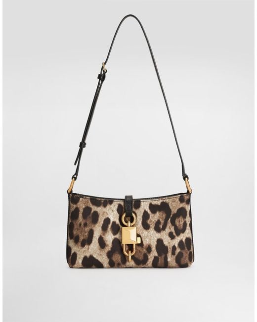 Dolce & Gabbana Multicolor Leopard-Printed Lock Shoulder Bag