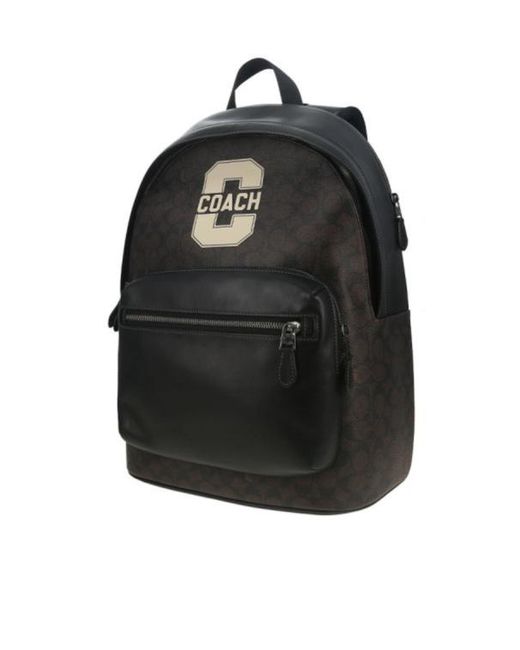 COACH Black Logo Backpack for men