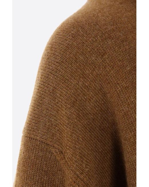Plan C Brown Long-Sleeved Scarf Collar Knitted Shirt