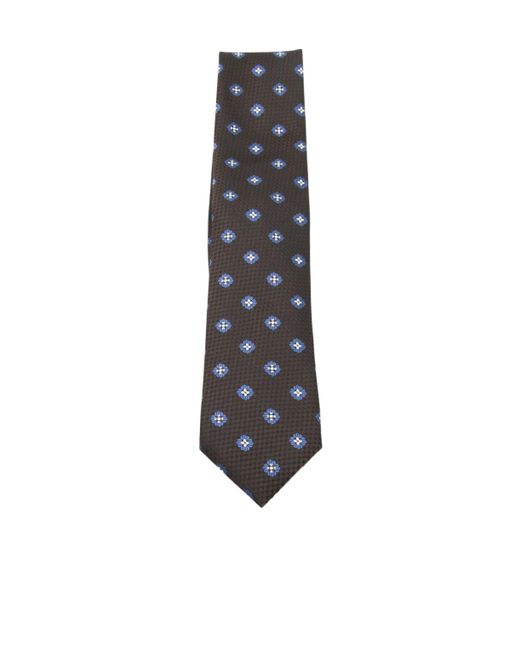 Zegna White Floral Jacquard Pointed Tip Tie for men