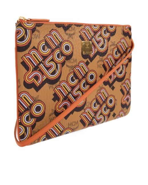 MCM Brown Zip-Top Clutch